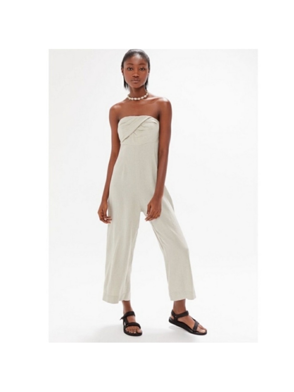 Urban Outfitters Beige/Tan Smocked Back Strapless Romper